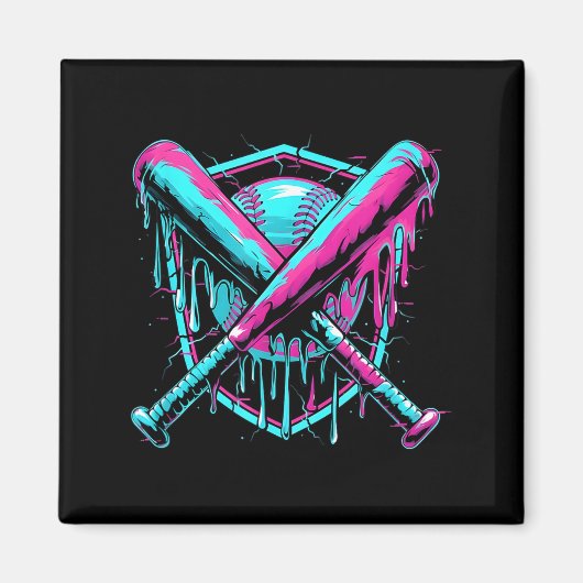 Baseball Drip Ice-cream Dripng Baseball Bat Var Wa Magneet (Voorkant)