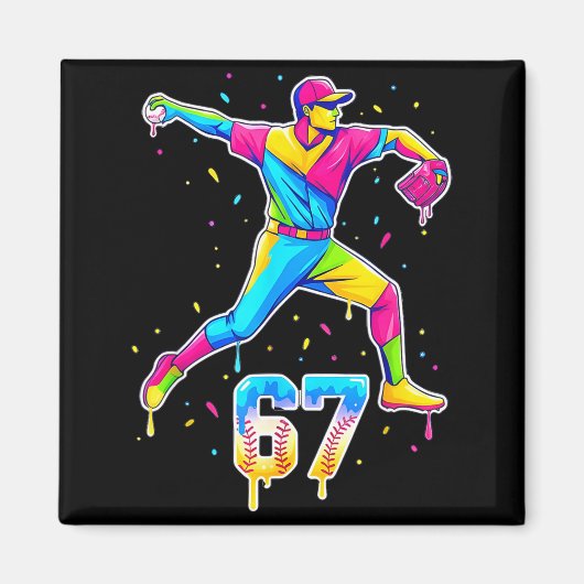 Baseball Drip Ice Cream Number 67 Player Or 67th B Magneet (Voorkant)