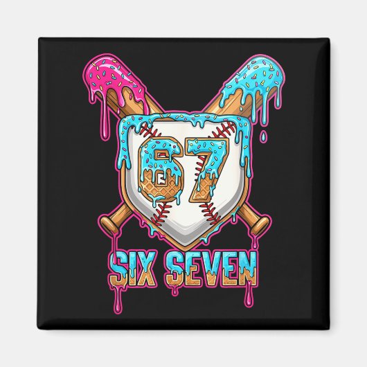 Baseball Drip Number 67 Player 6-7 Six Seven Meme  Magneet (Voorkant)