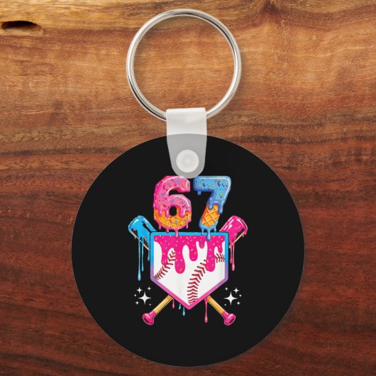 Baseball Drip Number 67 Player Or 67th Birthday Sleutelhanger (Voorkant)