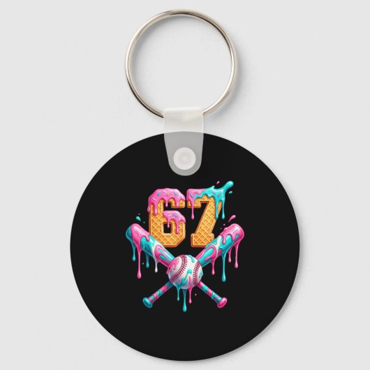 Baseball Drip Number 67 Player  Sleutelhanger (Voorkant)