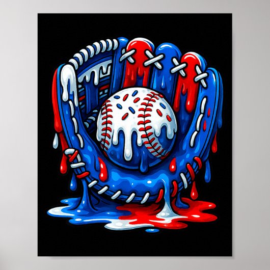 Baseball Drip Team For Boys Ice Cream Cool  Poster (Voorkant)