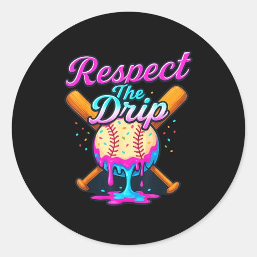 Baseball Drip Team For Boys Ice Cream Cool  Ronde Sticker (Voorkant)