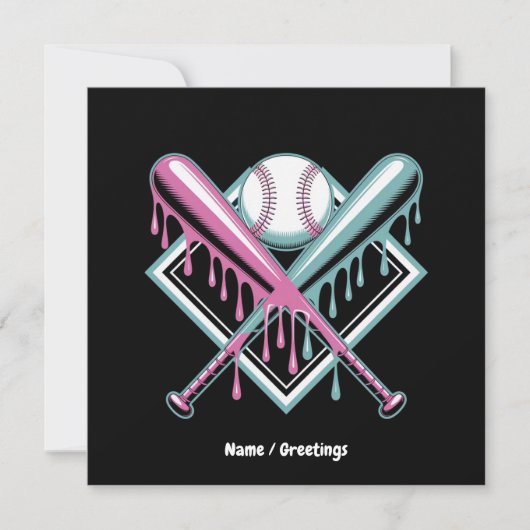 Baseball Drip voor Jongens Ice Cream Bat - Cool Yo Kaart (Voorkant)