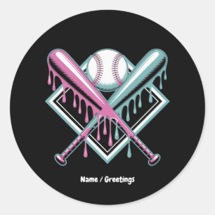 Baseball Drip voor Jongens Ice Cream Bat - Cool Yo Ronde Sticker