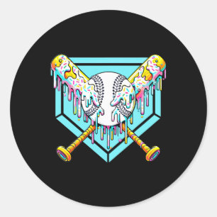 Baseball Drip voor Jongens Ice Cream Drip Jeugd Jo Ronde Sticker