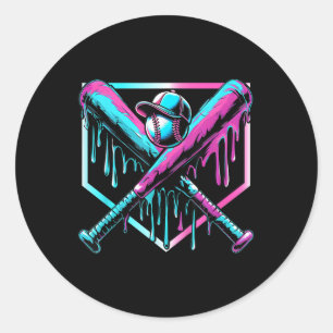 Baseball Drip voor Jongens Ice Cream Drip Jeugd Jo Ronde Sticker