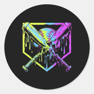 Baseball Drip voor Jongens Ice Cream Drip Jeugd Jo Ronde Sticker