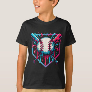 Baseball Dripping Ice Cream Drip Jeugd Jongens Bas T-shirt