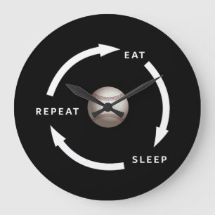 Baseball Eat Sleep Herhaaldelijk Gezegde sport Grote Klok