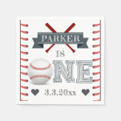 Baseball eerste verjaardag gepersonaliseerd servet (Voorkant)