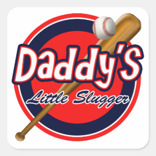 Baseball en Bat Daddy's Little Slugger Vierkante Sticker
