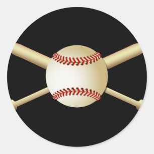 BASEBALL EN BATS RONDE STICKER