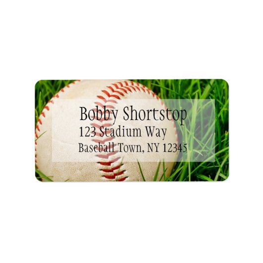 Baseball en Étiquette de adresse de l'herbe (Devant)