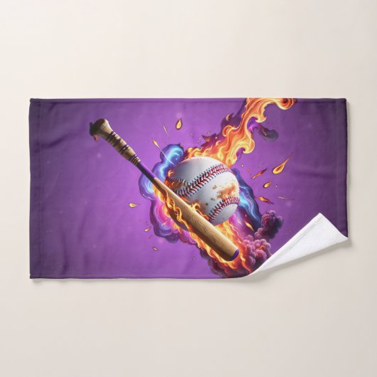 Baseball en feu. (Serviette à main)