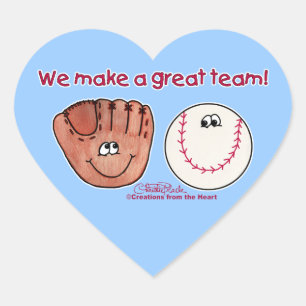 Baseball- en honkbal-handschoen hart sticker