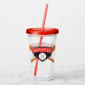 Baseball en katten Acryltrommel Acryl Drinkbeker (Achterkant)