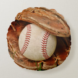 Baseball en Old Mitt in de zomergras Rond Kussen