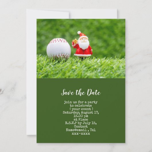 Baseball enregistrer la date Noël Invitation (Devant)