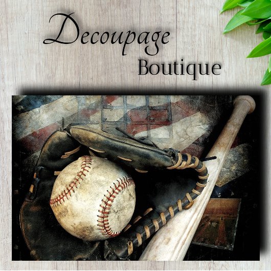 Baseball Equipment Decoupage Tissuepapier
