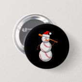 Baseball Fan Snowman Funny Christmas Gift Ronde Button 5,7 Cm (Voorkant /achterkant)