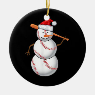 Baseball Fan Snowman Funny Kerstmis voor mannen Keramisch Ornament