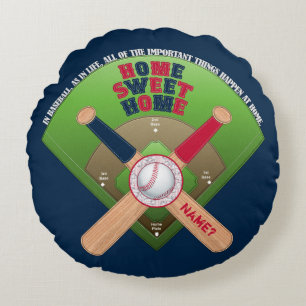 Baseball Field, Home 02-Round Sierkussen BLUE Rond Kussen