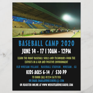 Baseball Field Landscape, Baseball Camp Advert Flyer