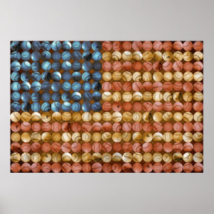 Baseball Flag Art - Amerika's vorige keer gevierd Poster