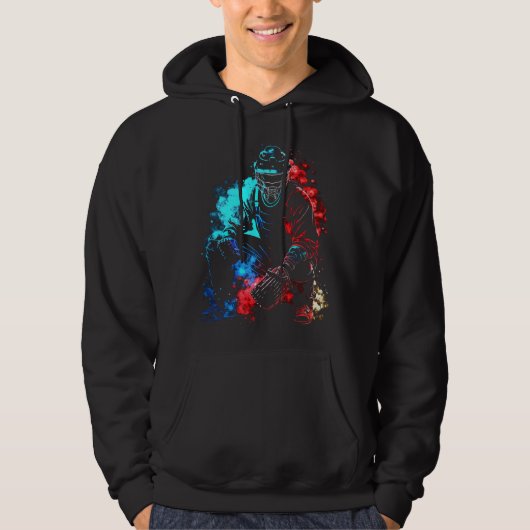 Baseball Flames Retro Baseball Bat Baseball Player Hoodie (Voorkant)