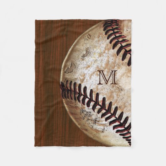 Baseball Fleece Blanket met monogram Deken (Voorkant)