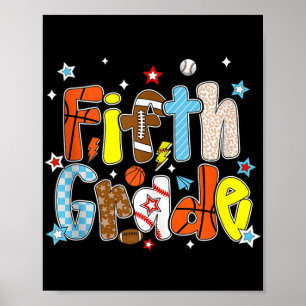 Baseball Football Basketbal Preppy Vijfde Grade Bo Poster