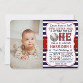 Baseball Foto 1st Birthday Kaart (Voorkant)