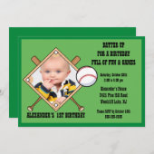 Baseball FOTO Birthday Uitnodiging (Voorkant / Achterkant)