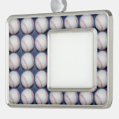 Baseball-foto Verzilverd Kader Ornament (Links)
