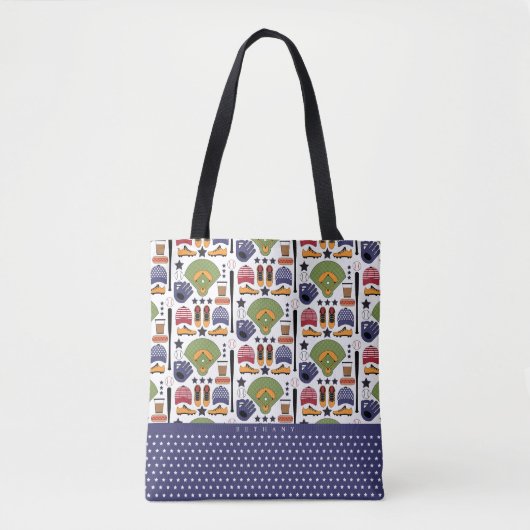 Baseball Game Apparatuur & Objecten Patroon Canvas Draagtas (Voorkant)