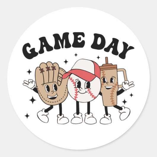 Baseball Game Dag  Moederdag Vrouwen Mannen Ki Ronde Sticker (Voorkant)