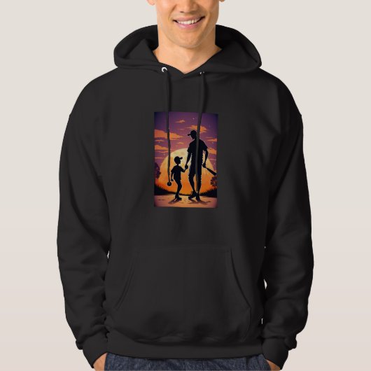 Baseball Game Fans Father and Son Playing Baseball Hoodie (Voorkant)