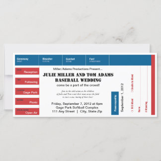 Baseball Game Ticket Wedding Invite