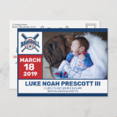 Baseball Geboorte Foto Aankondiging Briefkaart (Voorkant / Achterkant)