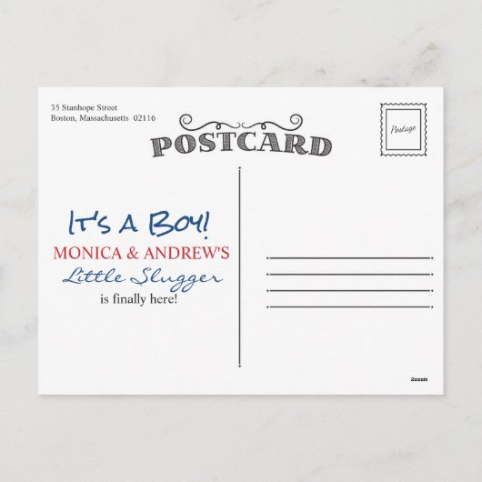 Baseball Geboorte Foto Aankondiging Briefkaart (Achterkant)