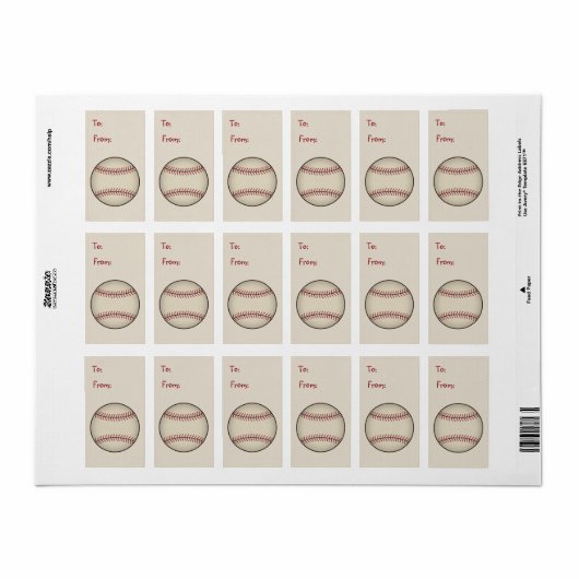 Baseball Gift Label Label (Full Sheet)