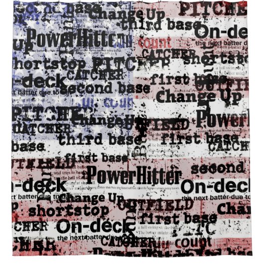 Baseball Glory | Amerikaanse vlagwoorden met gekle Douchegordijn (Voorkant)