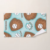 Baseball Glove Ball & Boy Name Patroon Sport Thema Bad Handdoek (Handdoek)