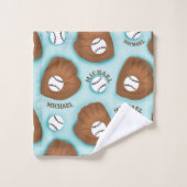 Baseball Glove Ball & Boy Nom Motif Sport Thème (Gant de toilette)