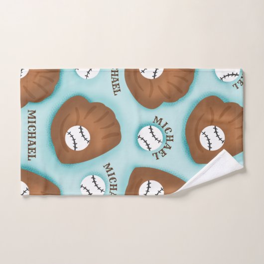 Baseball Glove Ball & Boy Nom Motif Sport Thème (Serviette à main)
