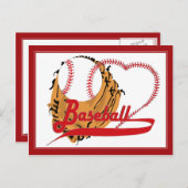 Baseball Glove & Baseball Heart Briefkaart (Voorkant / Achterkant)