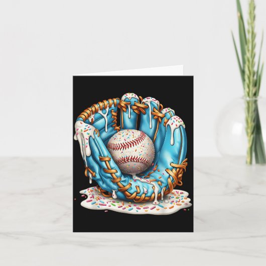 Baseball Glove Ice Cream Drip With Sprinkles Men B Kaart (Voorkant)