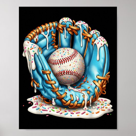 Baseball Glove Ice Cream Drip With Sprinkles Men B Poster (Voorkant)