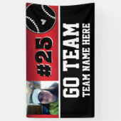 Baseball Go Team One Photo Red Banner (Verticaal)